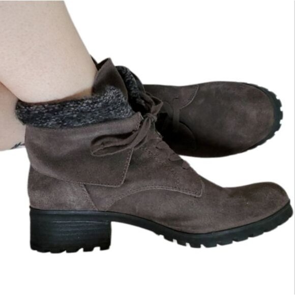 Lucky Brand Ankle Boots Combat Brown Suede Huntress Lace Up Women's WOMAN'S 10 M - Picture 2 of 16